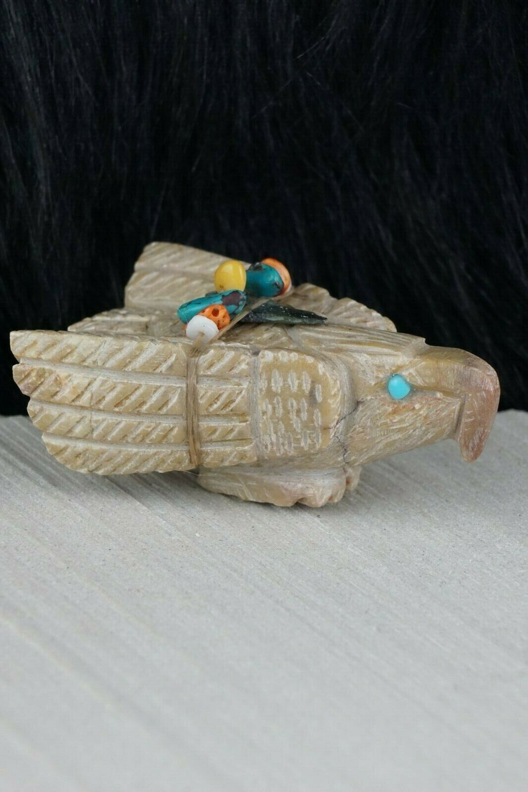 Eagle Zuni Fetish Carving - Narren Bowannie - High Lonesome Trading