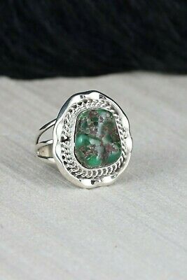 Navajo Turquoise and Sterling Silver Ring - Samuel Yellowhair - Size 6.75 - High Lonesome Trading