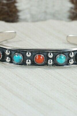 Navajo Coral, Turquoise & Sterling Silver Bracelet - Paul Largo