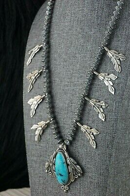 Navajo Turquoise & Sterling Silver Necklace - Tom Lewis - High Lonesome Trading