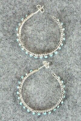 Turquoise & Sterling Silver Hoop Earrings - Georgiann Chavez