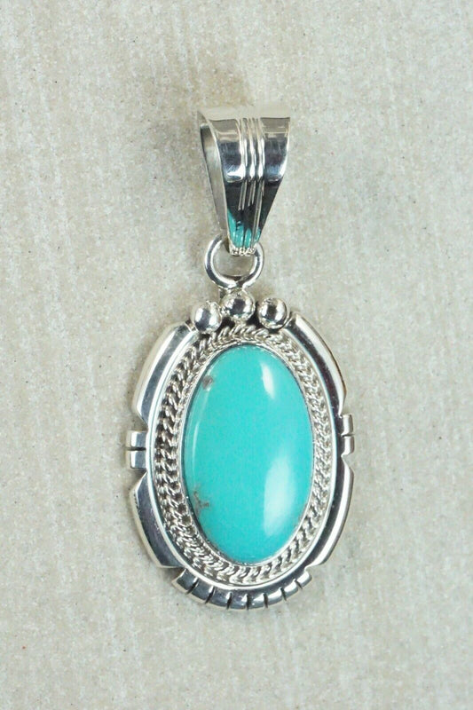 Navajo Turquoise & Sterling Silver Pendant - Samuel Yellowhair