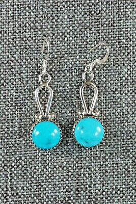 Navajo Turquoise and Sterling Silver Earrings - Sadie Jim - High Lonesome Trading