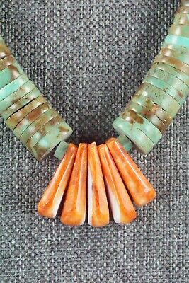 Turquoise & Spiny Oyster Necklace - Lupe Lovato