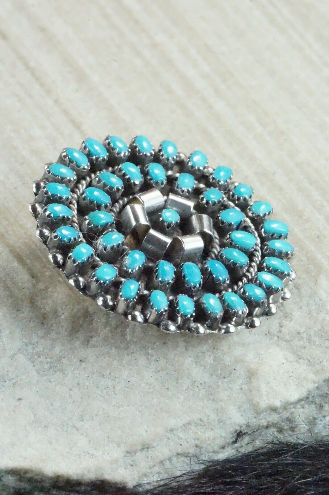 Turquoise & Sterling Silver Pendant / Pin - Lorencita Walela - High Lonesome Trading
