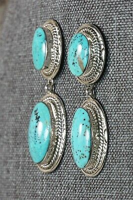 Navajo Turquoise and Sterling Silver Earrings - Raymond Yazzie - High Lonesome Trading