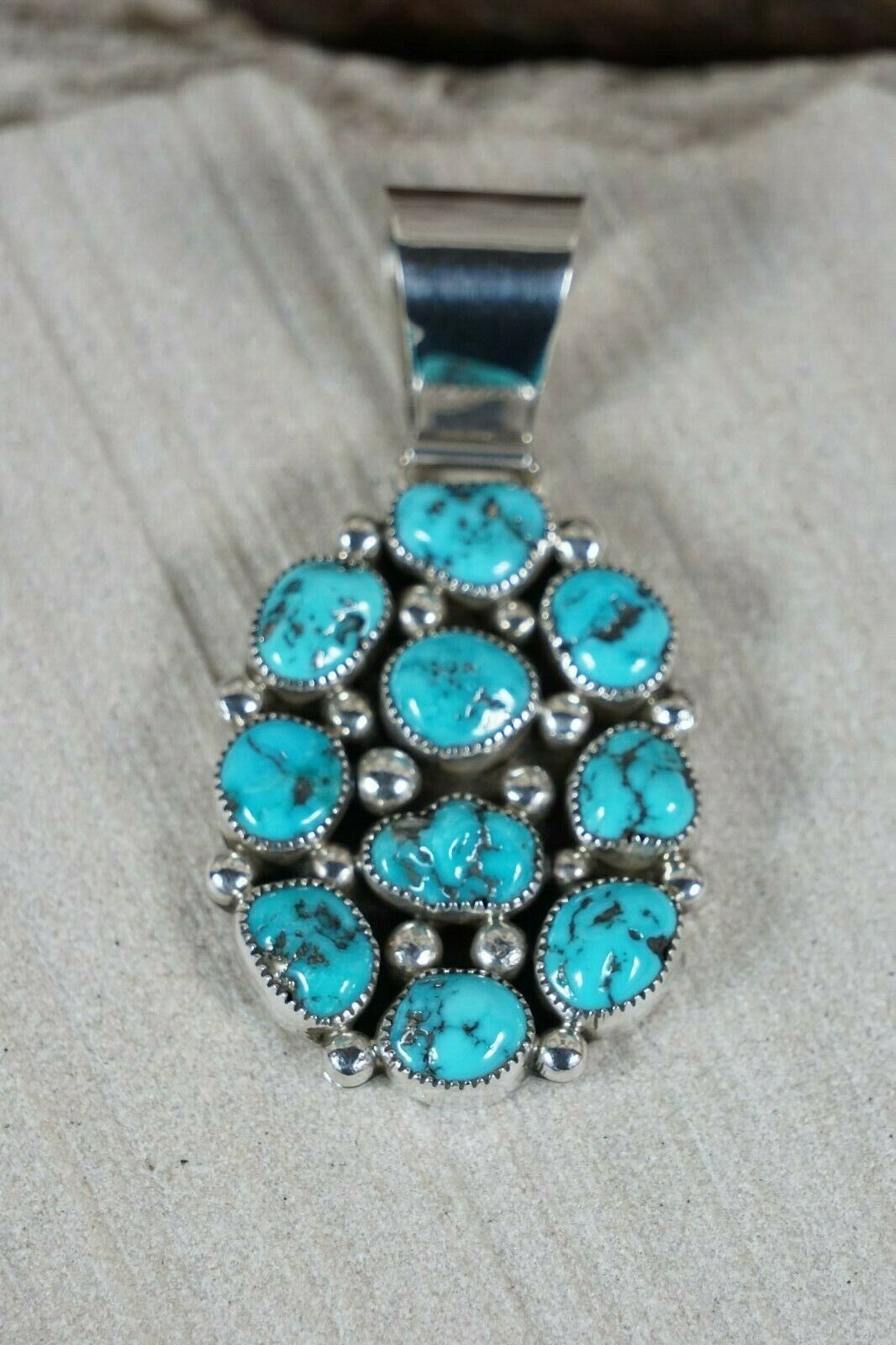 Navajo Turquoise and Sterling Silver Pendant - Kenneth Jone - High Lonesome Trading