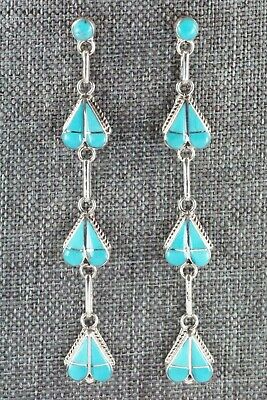 Zuni Turquoise & Sterling Silver Earrings - Velda Nastacio