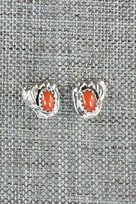 Coral & Sterling Silver Earrings - Elaine Shirley