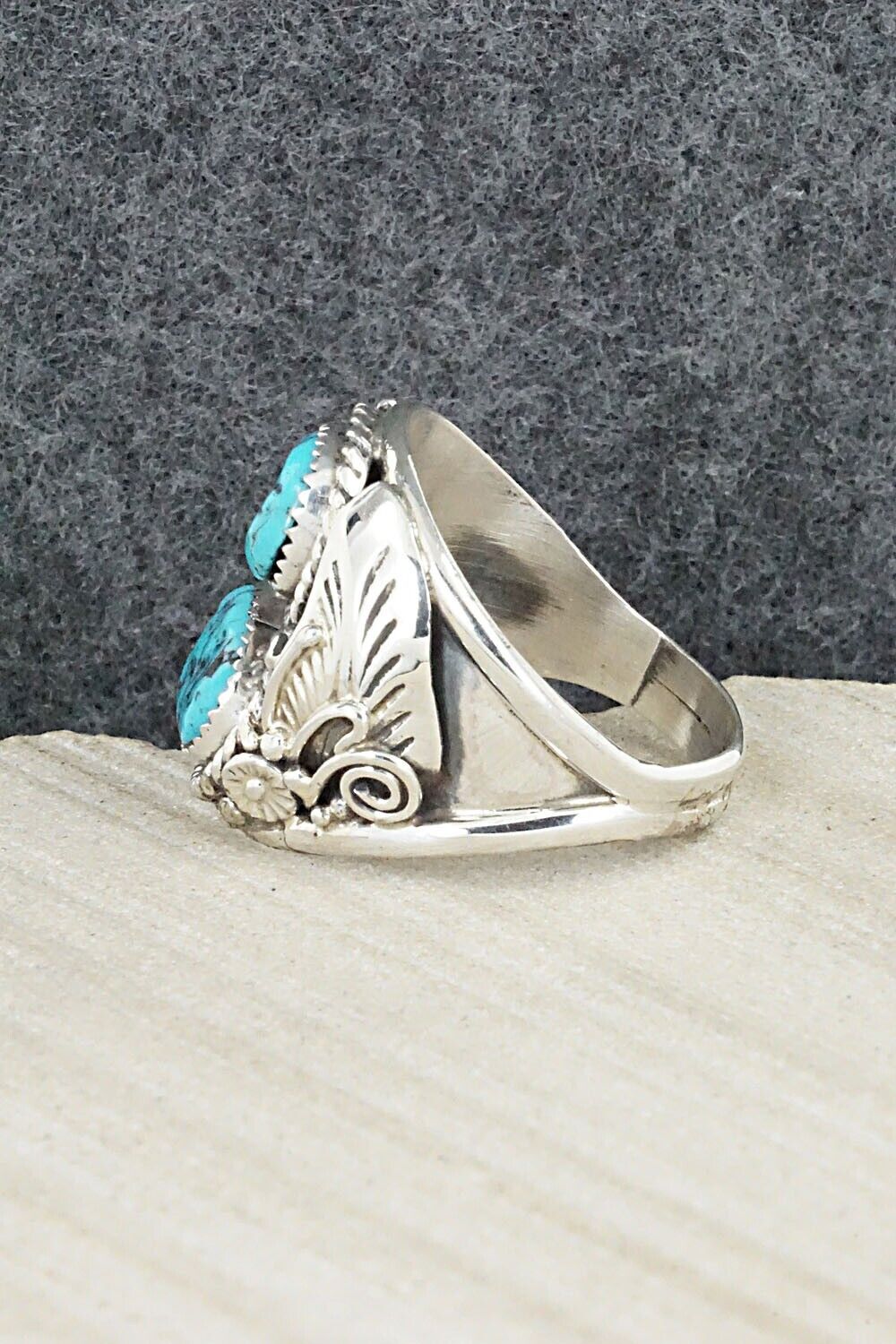 Turquoise & Sterling Silver Ring - Leonard Spencer - 12.5
