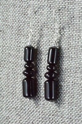 Onyx & Sterling Silver Earrings - Louise Joe