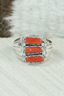 Coral & Sterling Silver Ring - Anthony Skeets - Size 8