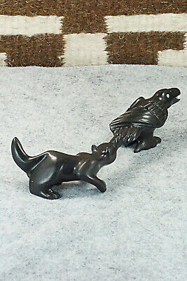 Crow & Coyote (The Tricksters) Zuni Fetish Carving - Albert Eustace