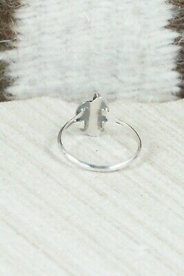 Turquoise & Coral Sterling Silver Ring - Betty Hawthorne - Size 7.5