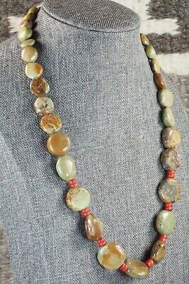 Turquoise, Coral & Sterling Silver Necklace - Navajo