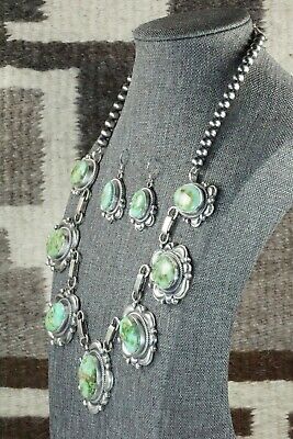 Turquoise & Sterling Silver Necklace and Earrings Set - Tom Lewis