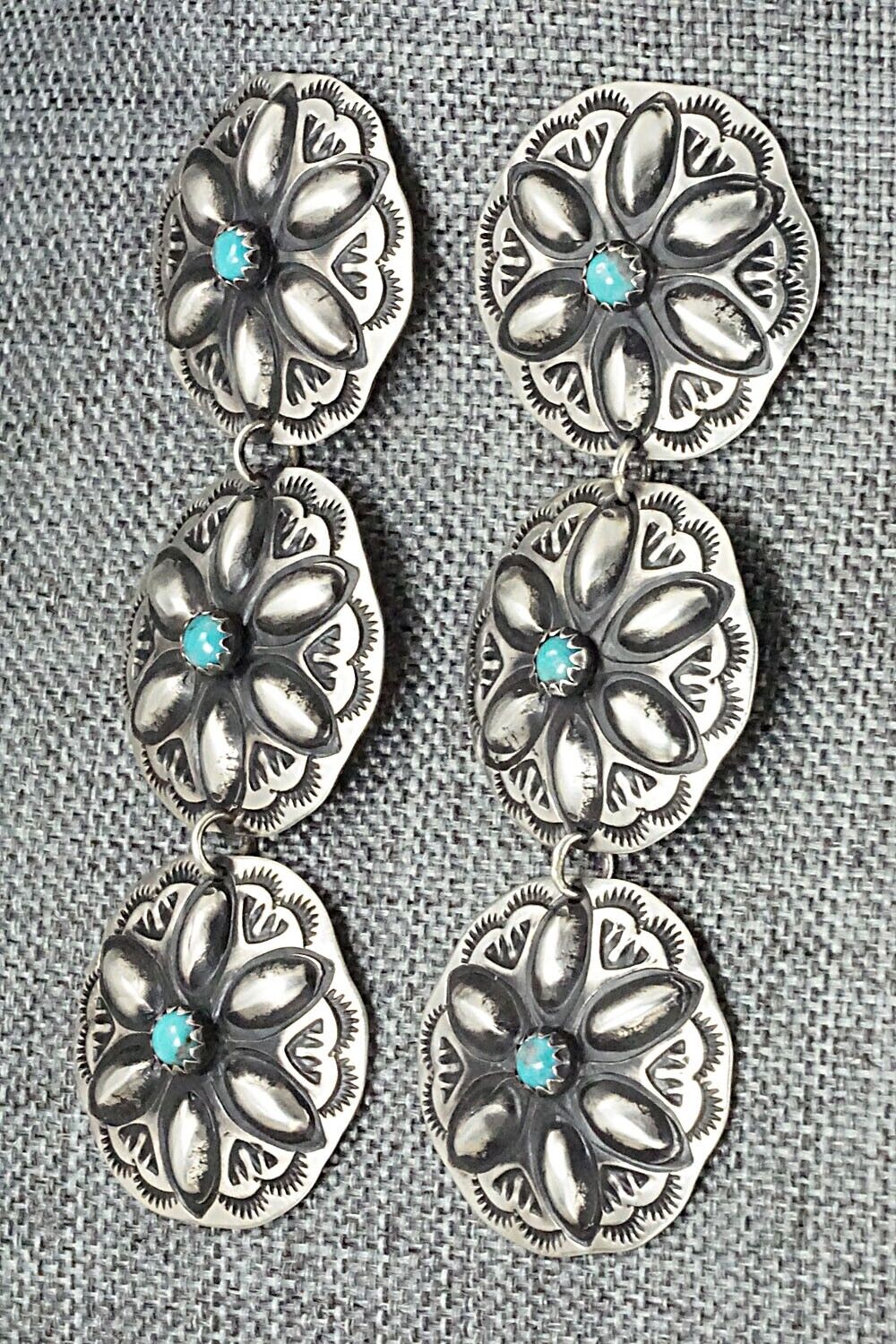 Turquoise & Sterling Silver Earrings - Leander Tahe