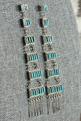 Zuni Turquoise & Sterling Silver Earrings - Ashley Laate - High Lonesome Trading
