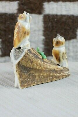 Owl and Fox Zuni Fetish Carving - Marvelita Phillips - High Lonesome Trading