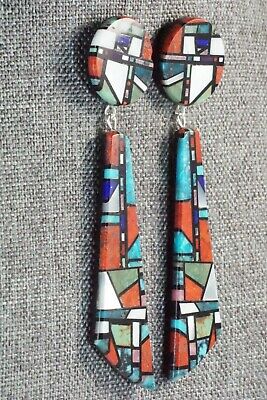 Multi Stone Inlay & Sterling Silver Earrings - Chris T. Nieto