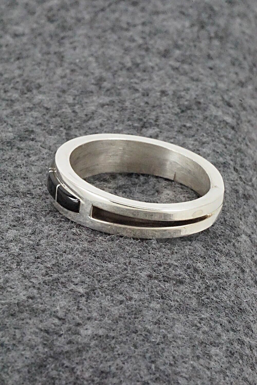 Onyx & Sterling Silver Inlay Ring - Wilbert Muskett Jr. - Size 11.5