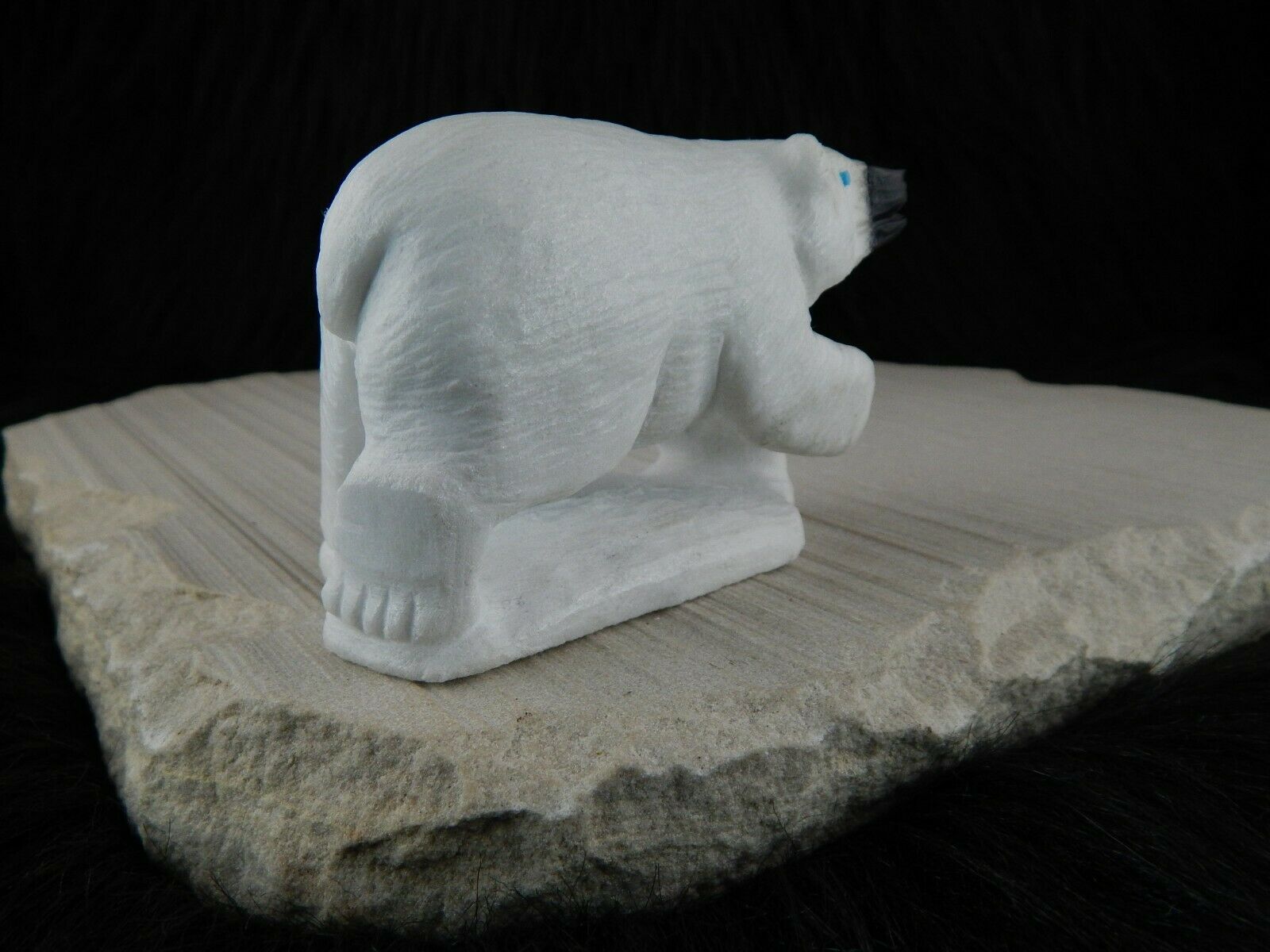 Polar Bear Zuni Fetish Carving - Derrick Kaamasee - High Lonesome Trading