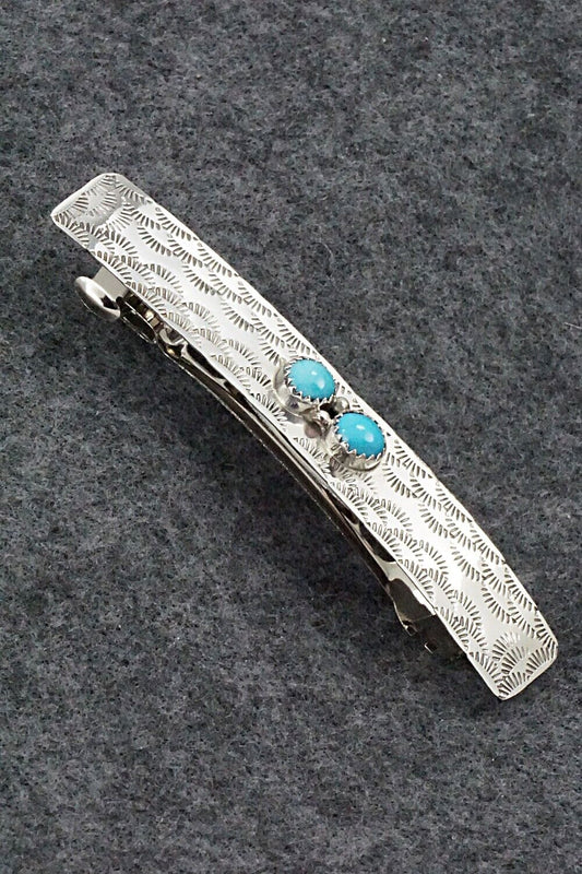 Turquoise & Sterling Silver Hair Barrette - Sally Arviso