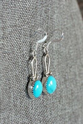 Navajo Turquoise and Sterling Silver Earrings - Sadie Jim - High Lonesome Trading