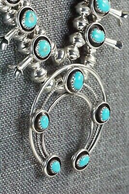 Turquoise & Sterling Silver Squash Blossom & Earrings - Phil Garcia