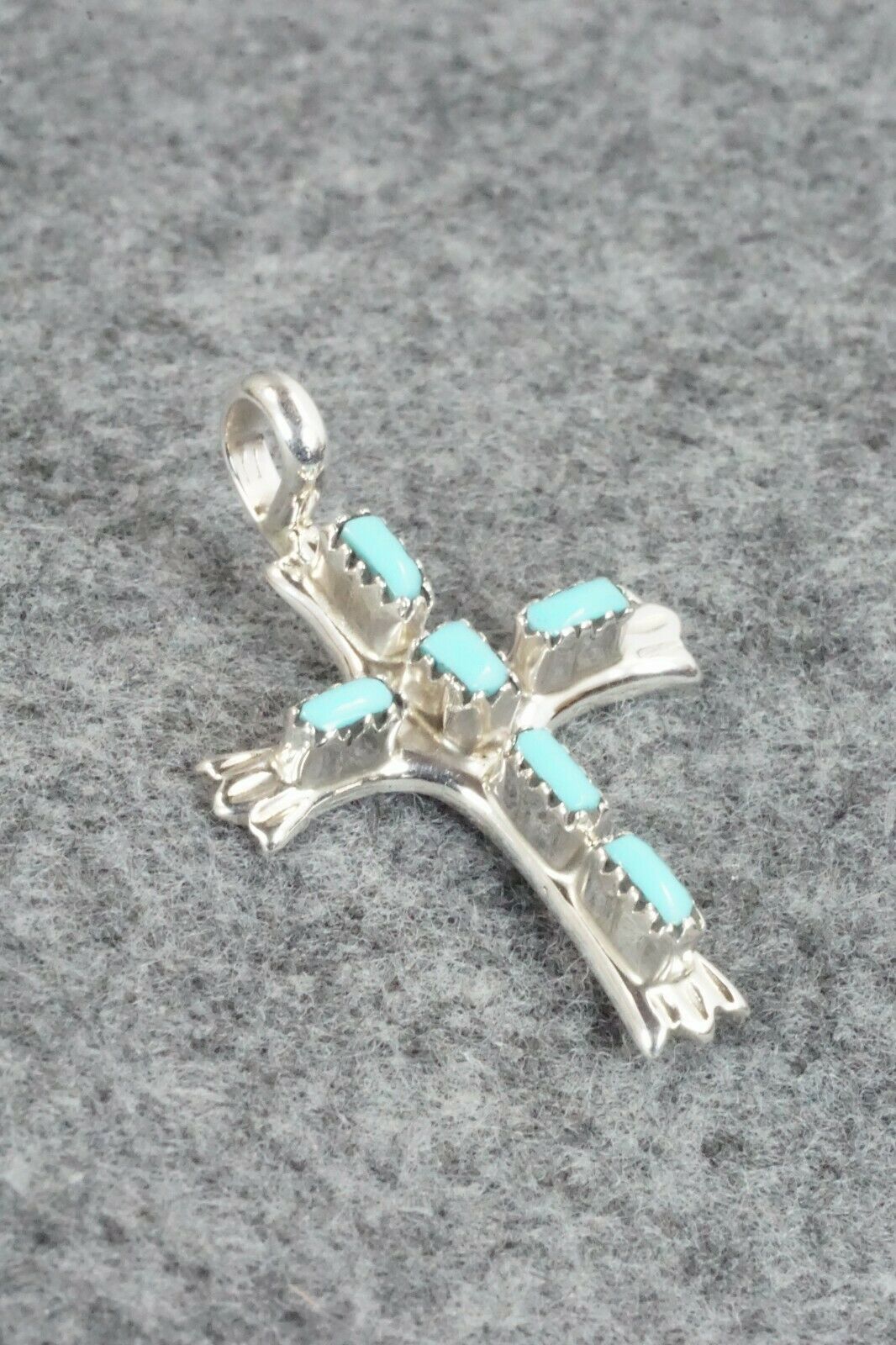 Turquoise & Sterling Silver Pendant - Lupe Leekity