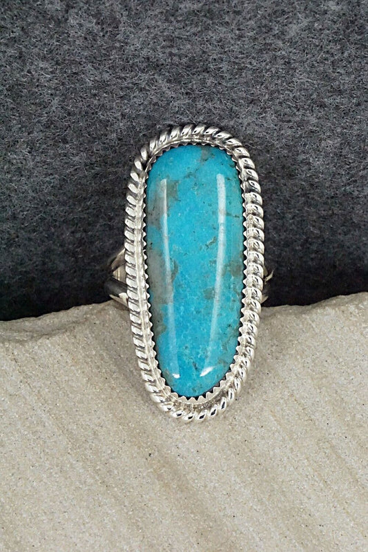 Turquoise & Sterling Silver Ring - Leslie Nez - Size 9.5