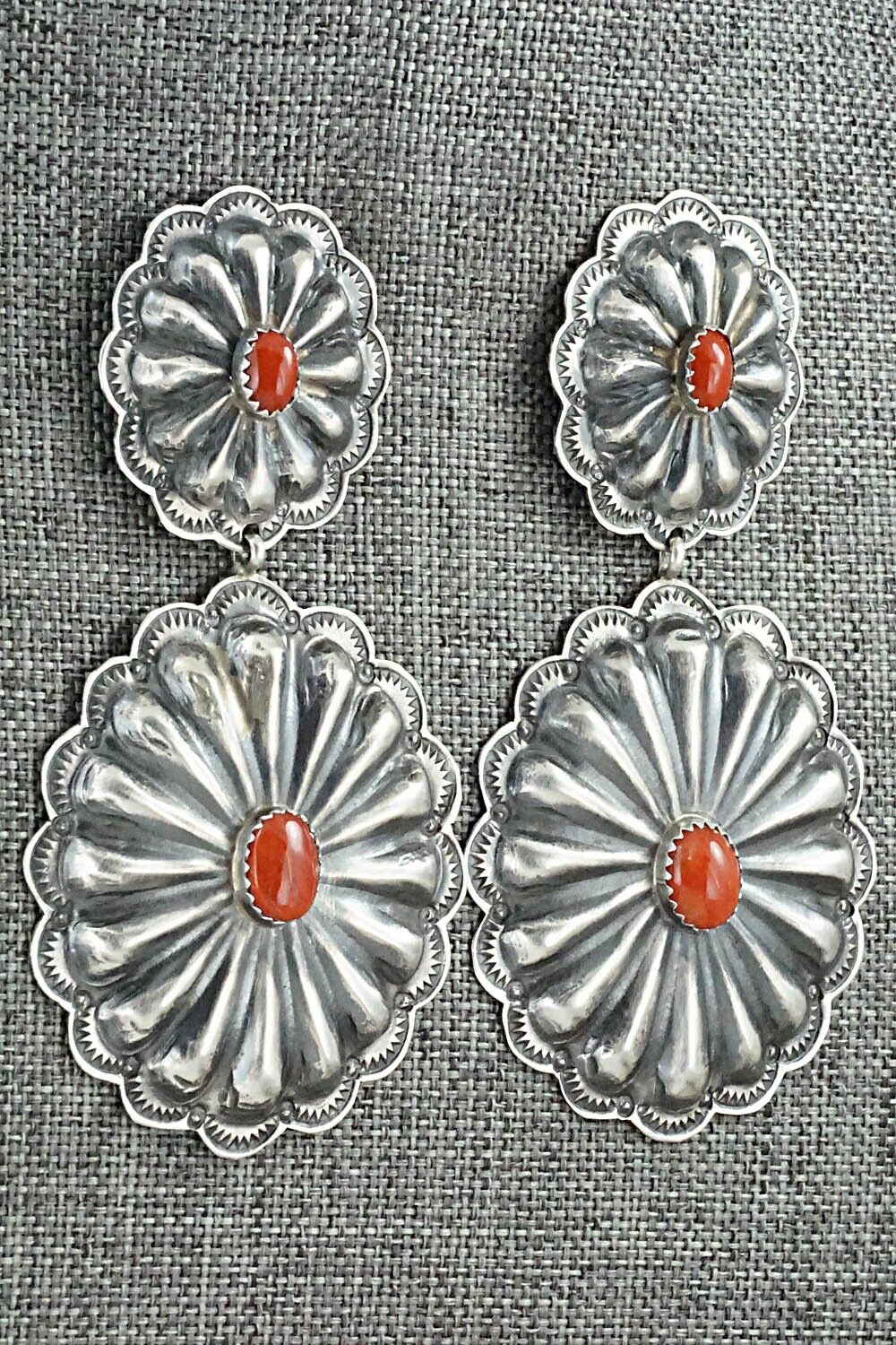 Coral & Sterling Silver Earrings - Rita Lee