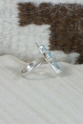 Zuni Turquoise and Sterling Silver Cross Ring - Cecilia Iule - Size 7.75