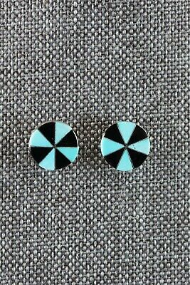 Zuni Turquoise & Sterling Silver Earrings - Johnson Laweka - High Lonesome Trading