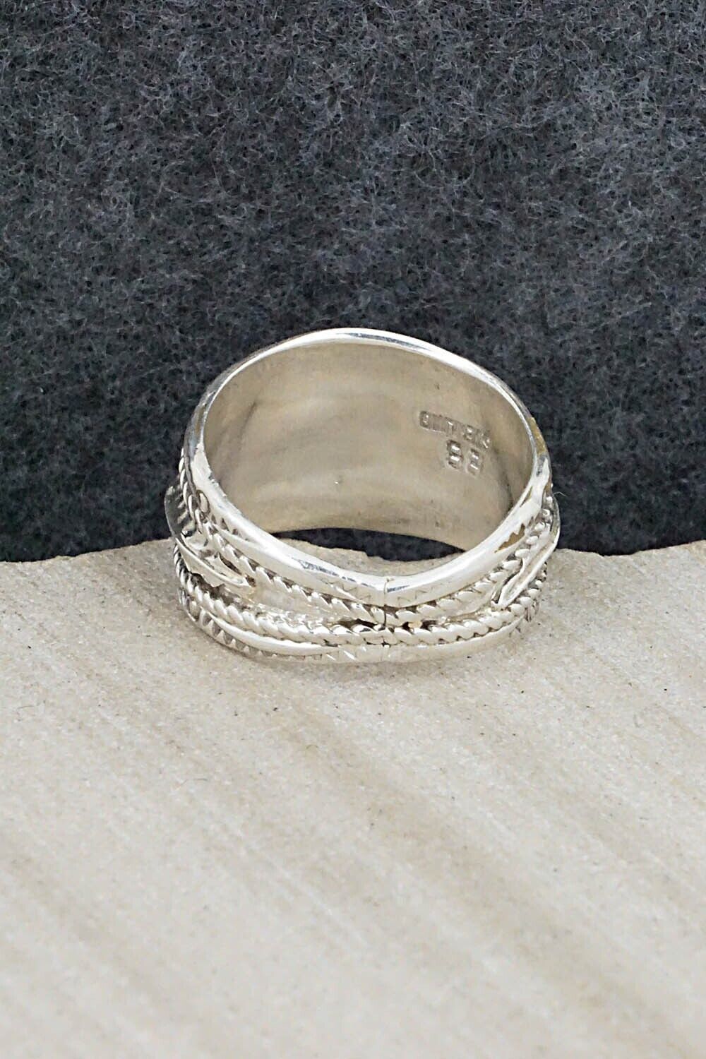 Turquoise, Coral and Sterling Silver Ring - Betty Begay - Size 9.5