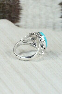 Navajo Turquoise & Sterling Silver Ring - Genevieve Frank - Size 9
