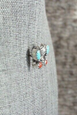 Turquoise, Coral & Sterling Silver Earrings - Roselene Joe