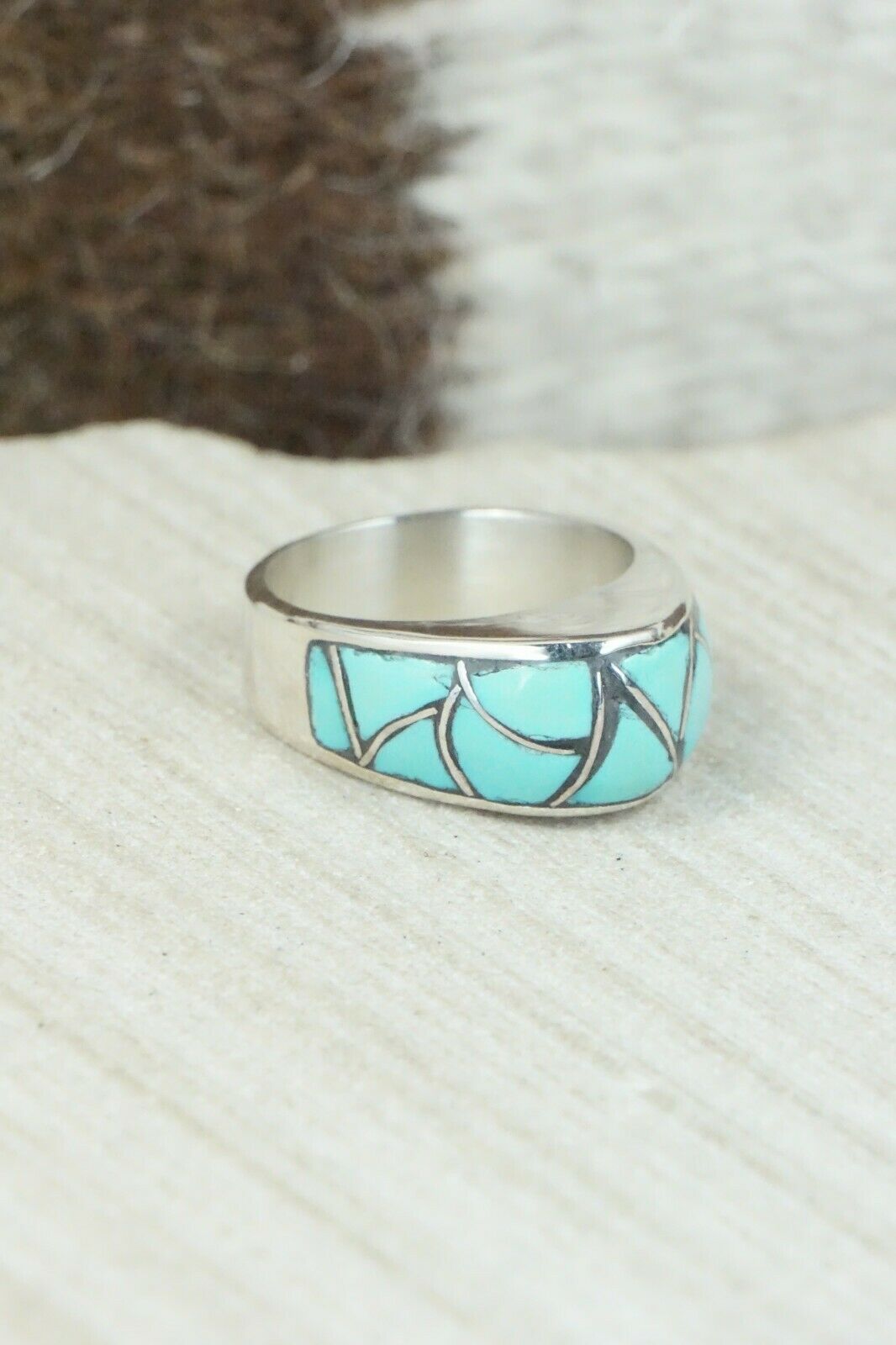 Turquoise & Sterling Silver Ring - Orena Leekya - Size 5.75