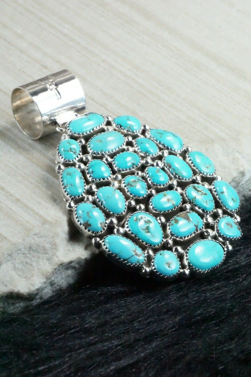 Turquoise and Sterling Silver Pendant - Marlene Haley