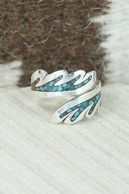Turquoise, Coral & Sterling Silver Ring - Jolene Jazzie - Size 8
