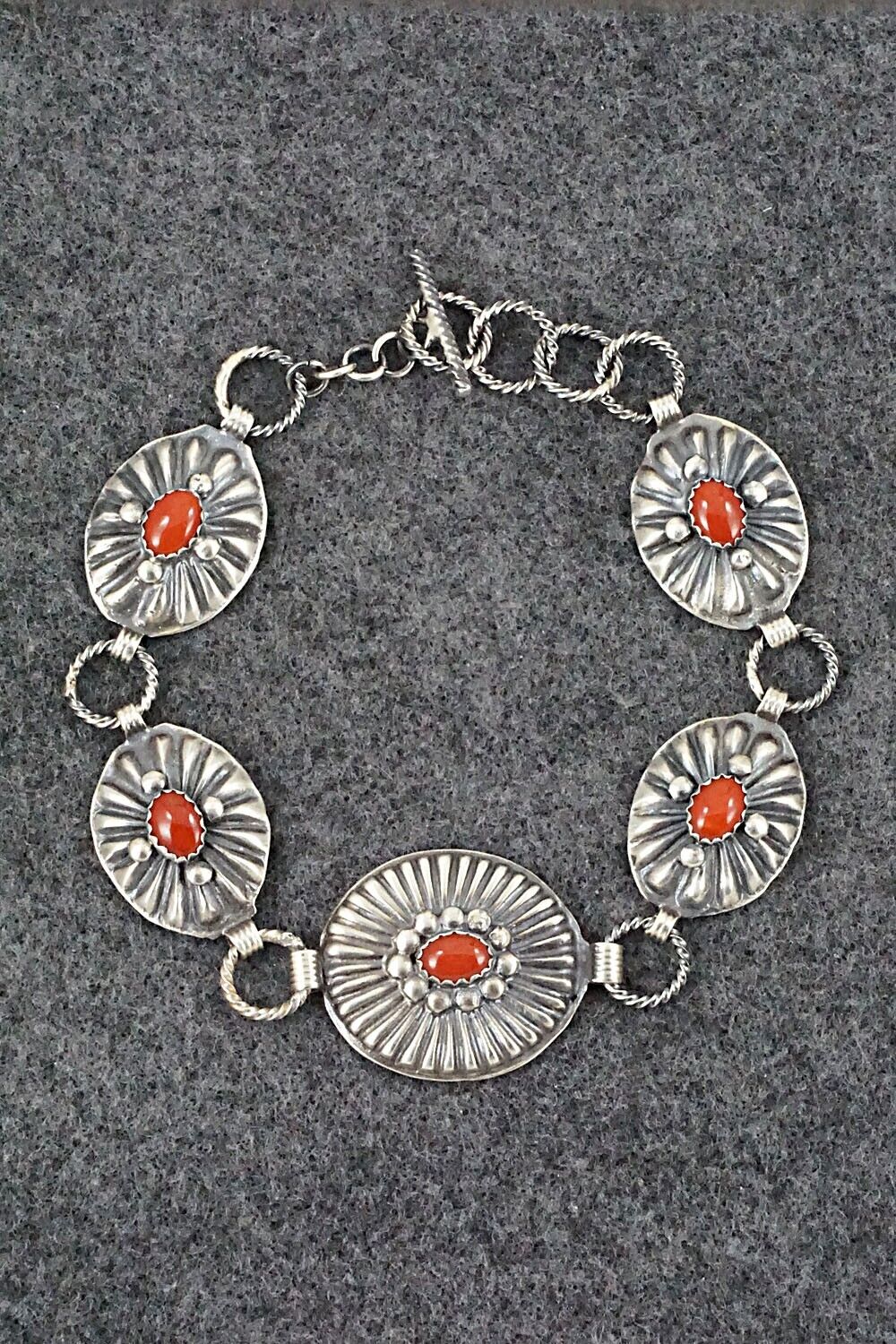 Coral and Sterling Silver Bracelet - Andrew Gordon