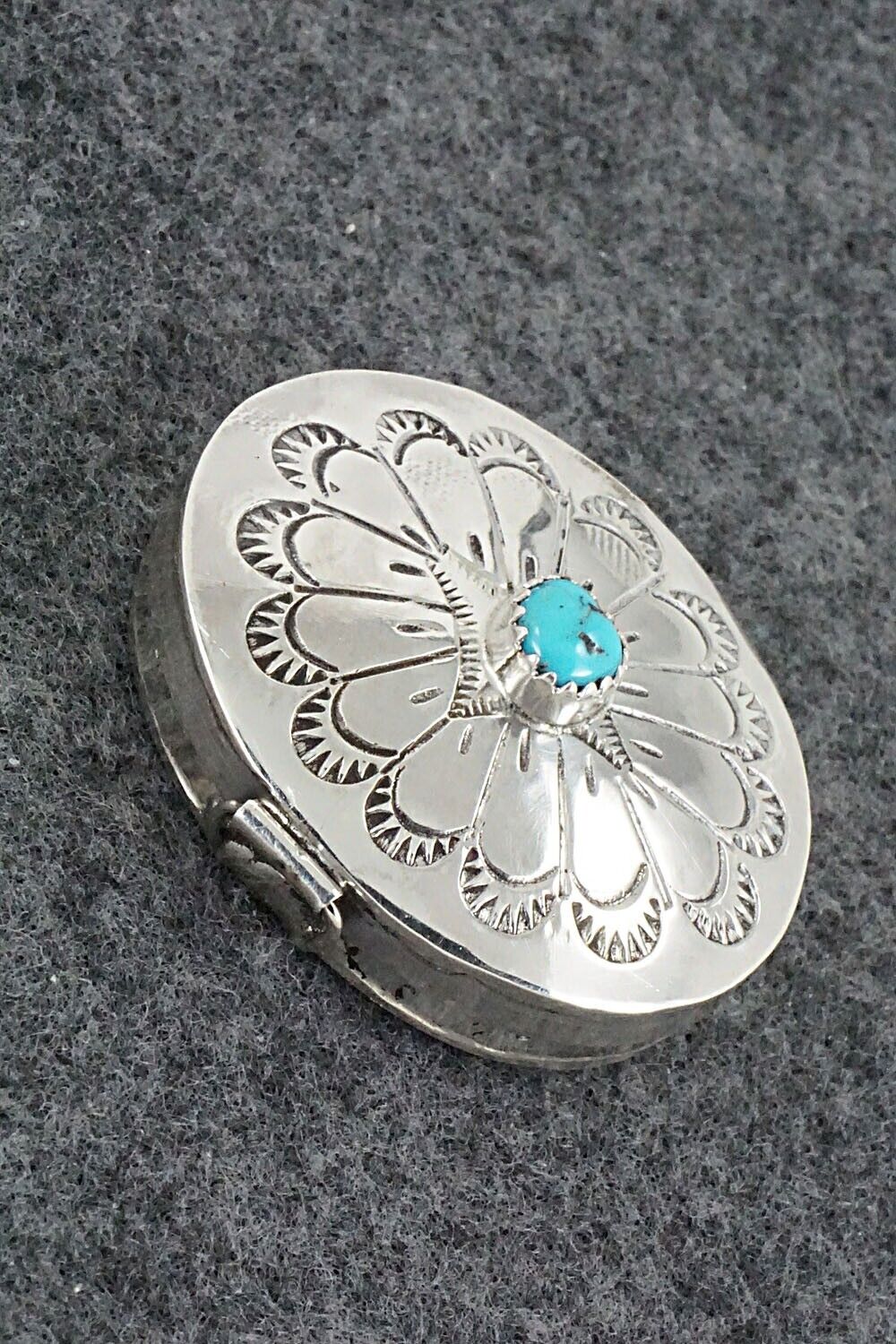 Turquoise & Sterling Silver Pill Box - Elouise Curtis