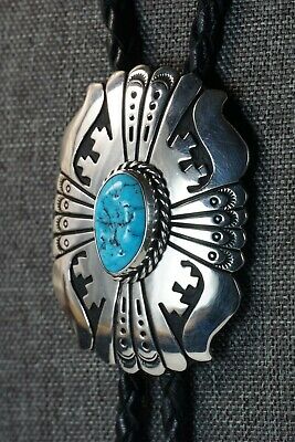 Navajo Turquoise & Sterling Silver Bolo Tie - Richard Singer