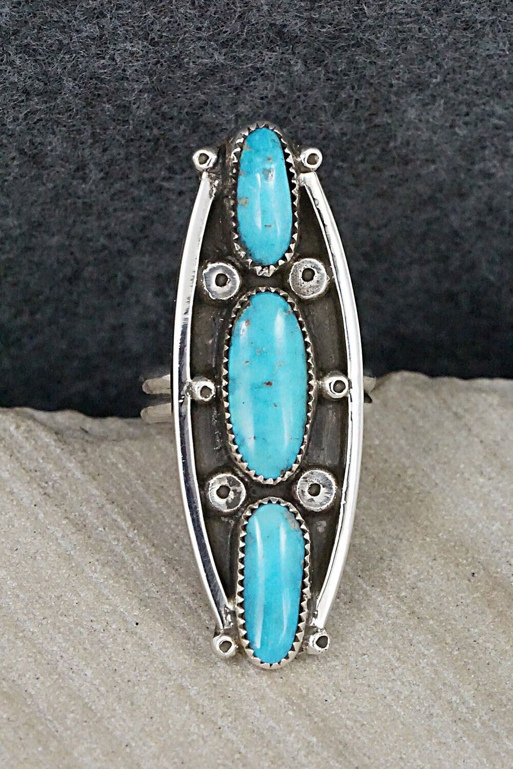 Turquoise & Sterling Silver Ring - Priscilla Reeder - Size 8.5