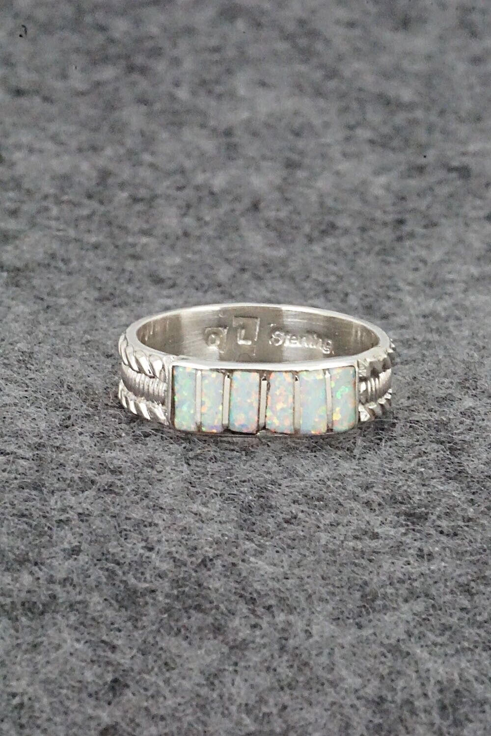 Opalite & Sterling Silver Inlay Ring - Orlando Laweka - Size 7.5