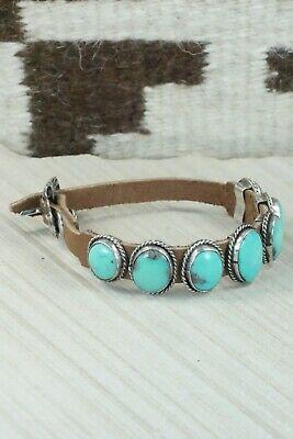 7 Stone Turquoise, Sterling Silver and Leather Bracelet - Danny Martinez - High Lonesome Trading
