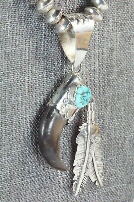 Turquoise, Sterling Silver Pendant & Navajo Pearl Necklace - Ernest Hawthorne