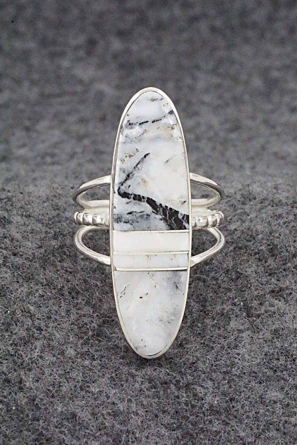 White Buffalo & Sterling Silver Ring - Harold Smith - Size 7