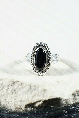 Navajo Onyx and Sterling Silver Ring - Jan Mariano - Size 9.75 - High Lonesome Trading