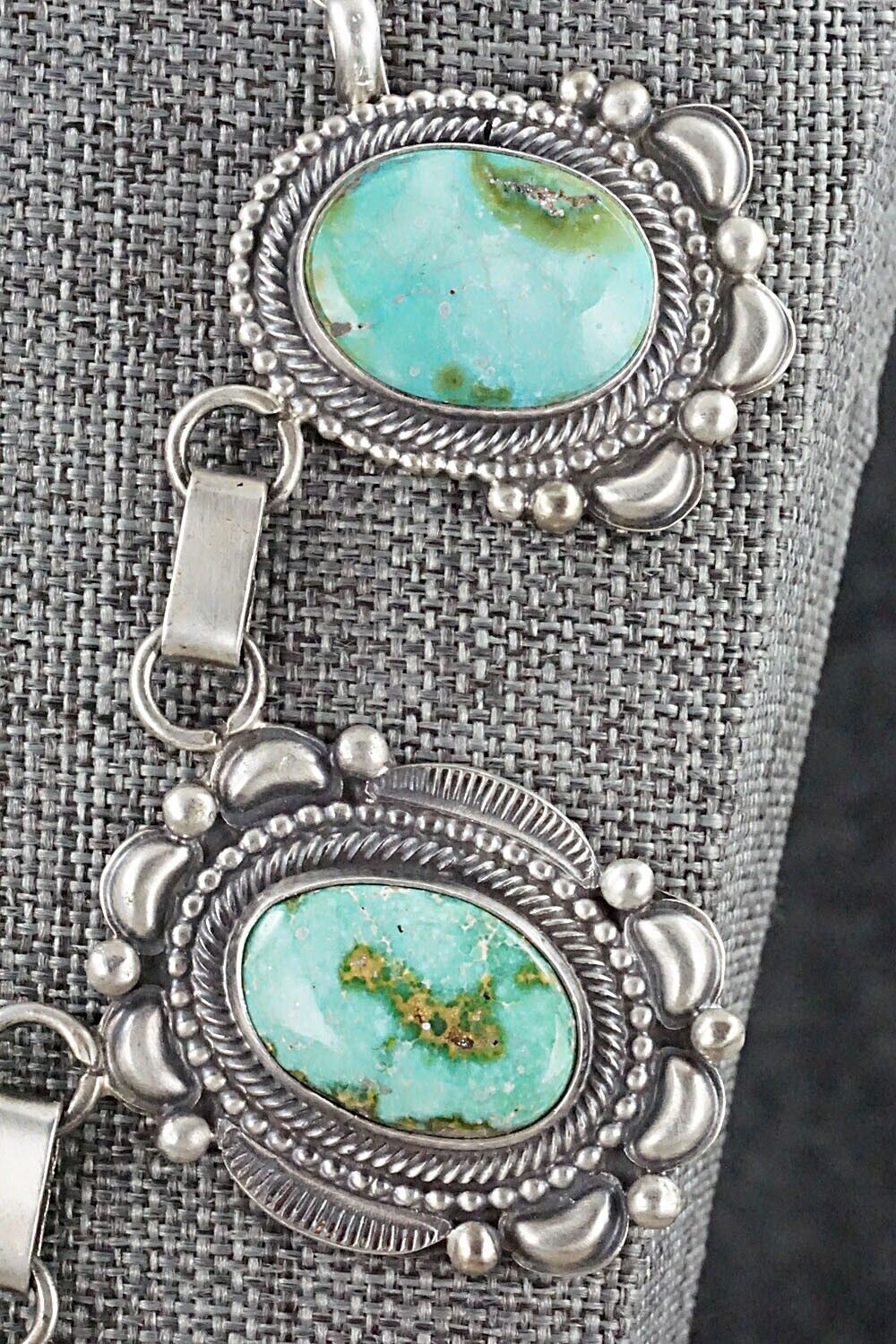 Turquoise & Sterling Silver Necklace and Earrings Set - Tom Lewis